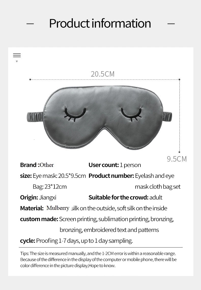 Maßgeschneiderte bestickte Seiden-Augenmaske zum Schlafen